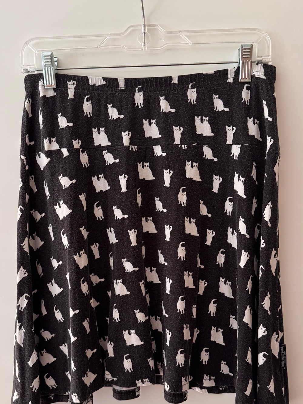 Cat-Print Skater Skirt Dark Charcoal Black Made in Canada Medium
